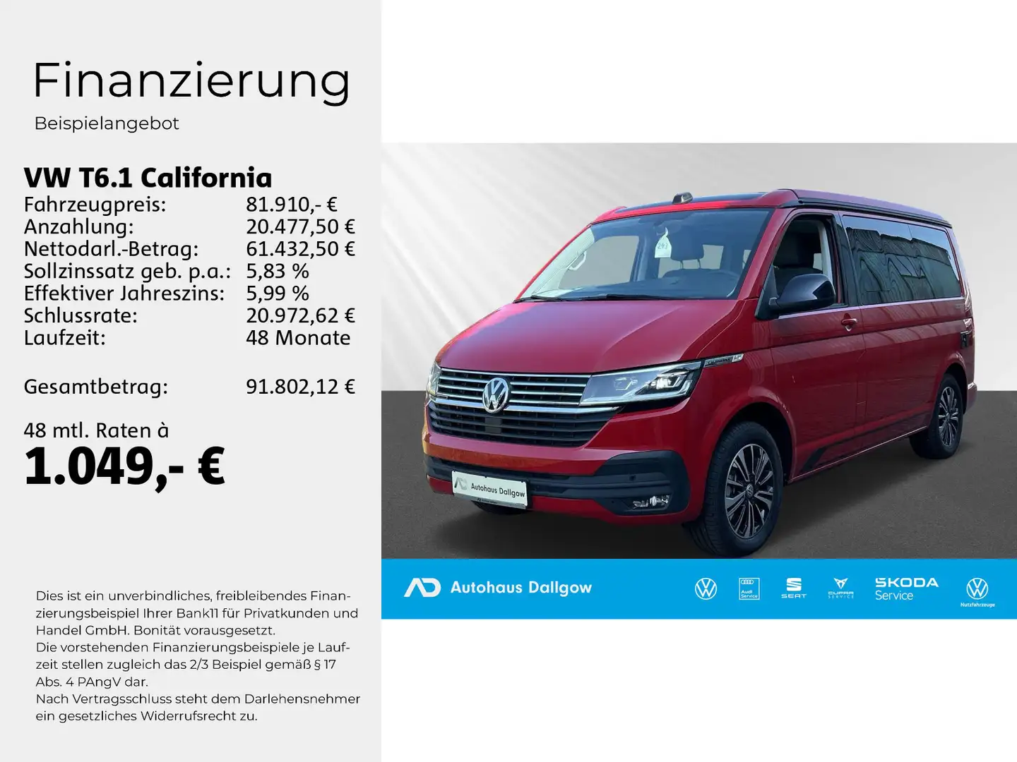 Volkswagen T6.1 California Ocean 2.0TDI+4MOTION DSG+LED+Nav Rot - 2