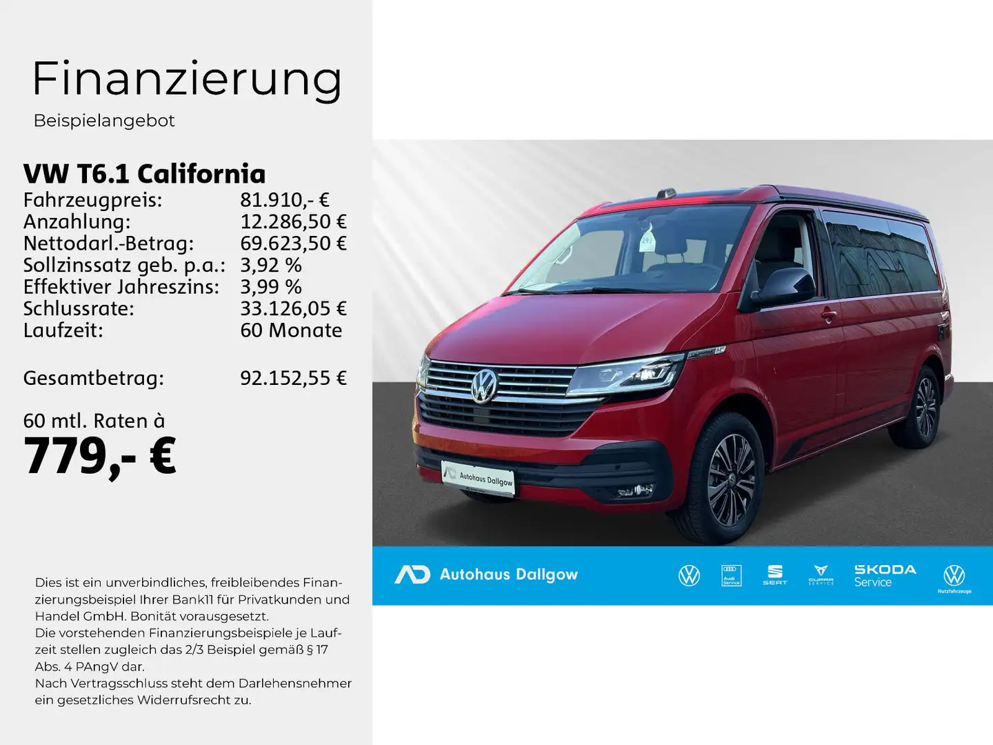 Volkswagen T6.1 California Ocean 2.0TDI+4MOTION DSG+LED+Nav Rojo - 2