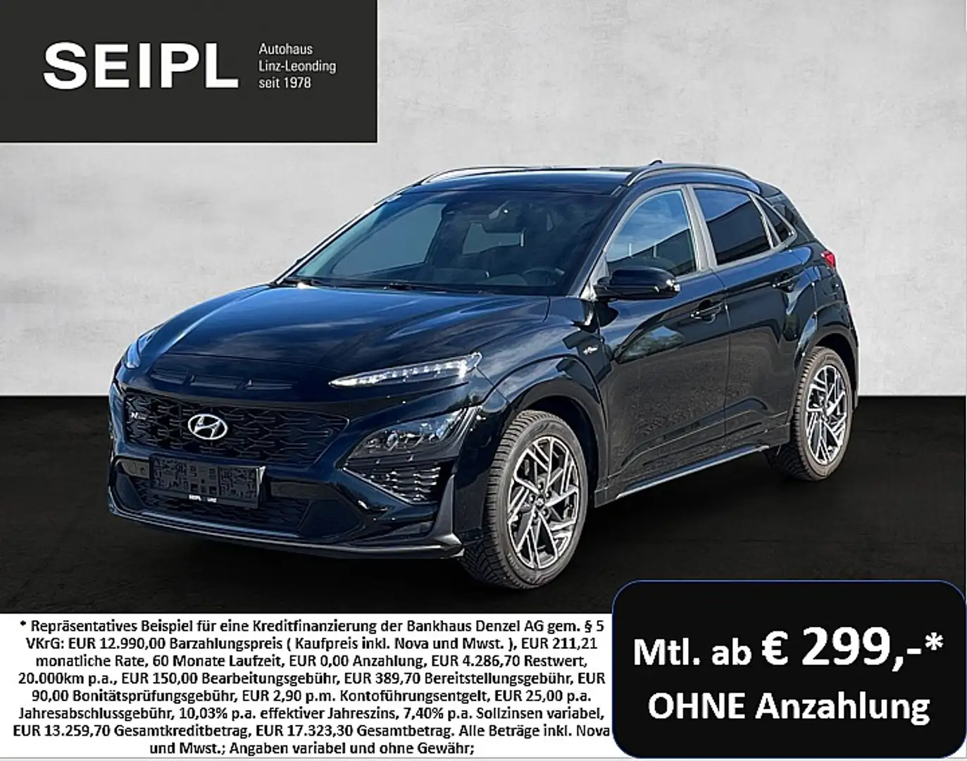 Hyundai KONA Kona 1,0 T-GDi 48V 2WD N-Line*Mild-Hybrid*Vermi... Zwart - 1