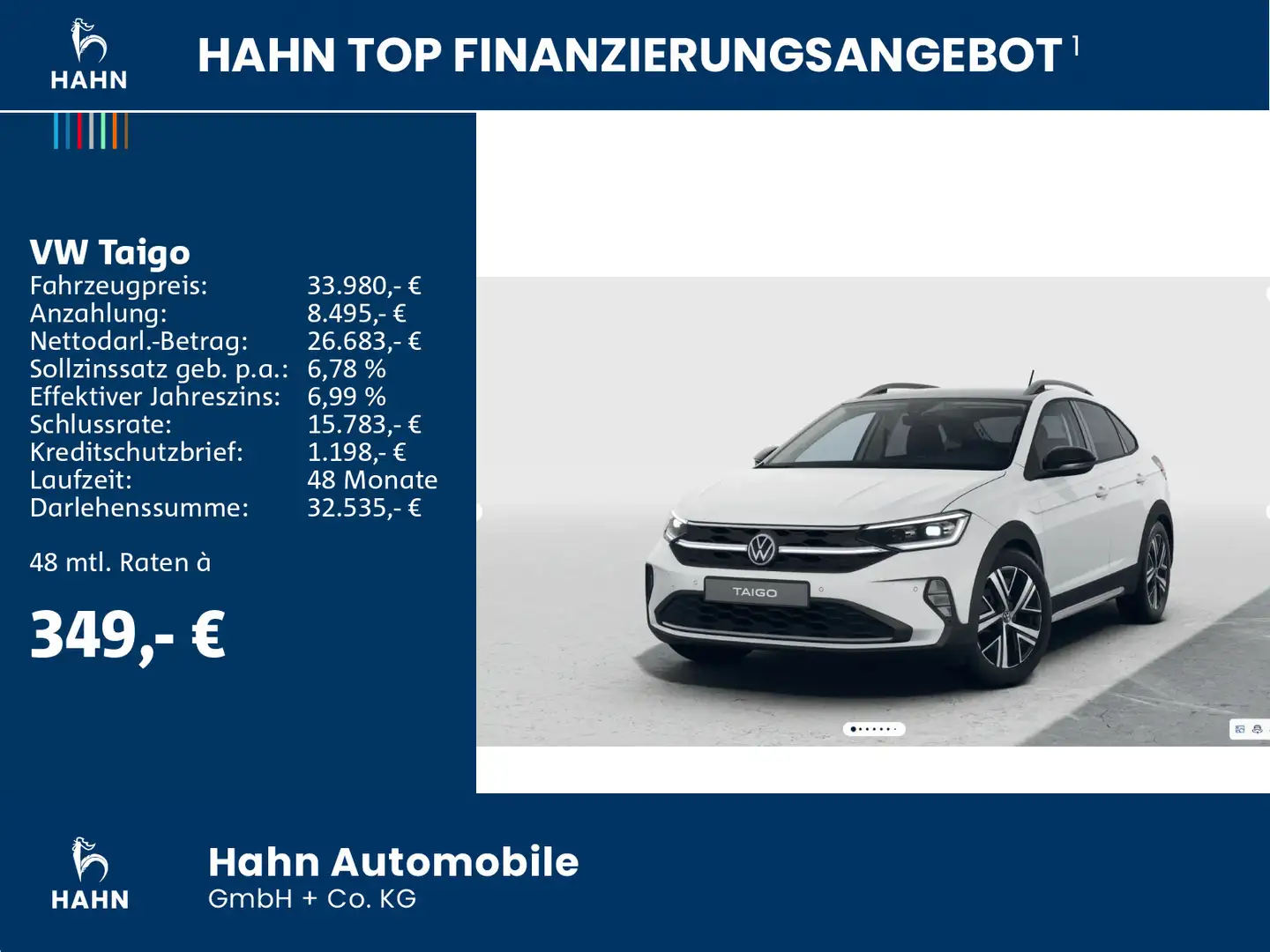 Volkswagen Taigo Style 1,0 l TSI OPF 116 PS DSG inkl. Winte Blanc - 2