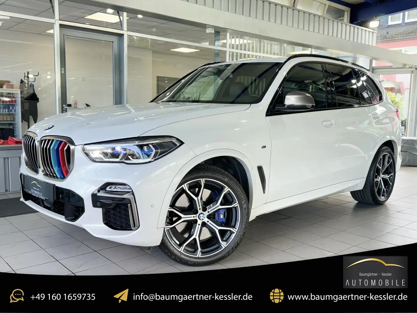 BMW X5 M50 d LASER PANO H&K AHK HUD SOFT 21ZOLL Weiß - 1