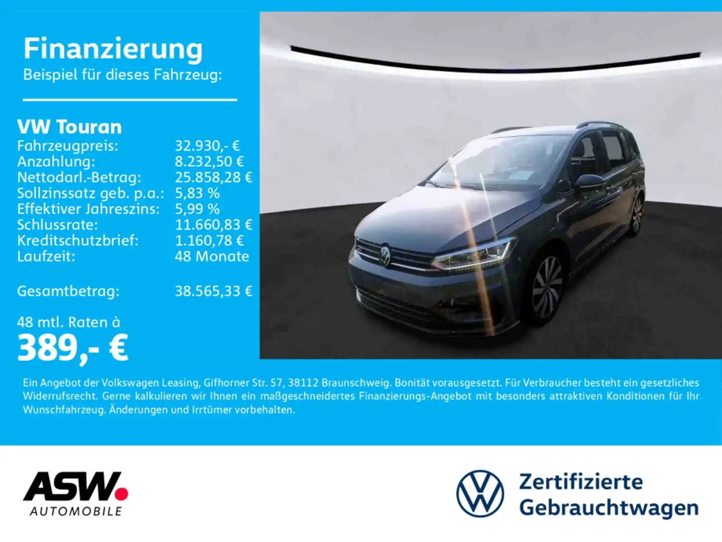 Volkswagen Touran R-Line 1.5TSI DSG LED Navi PANO Stdhz ACC Grau - 1
