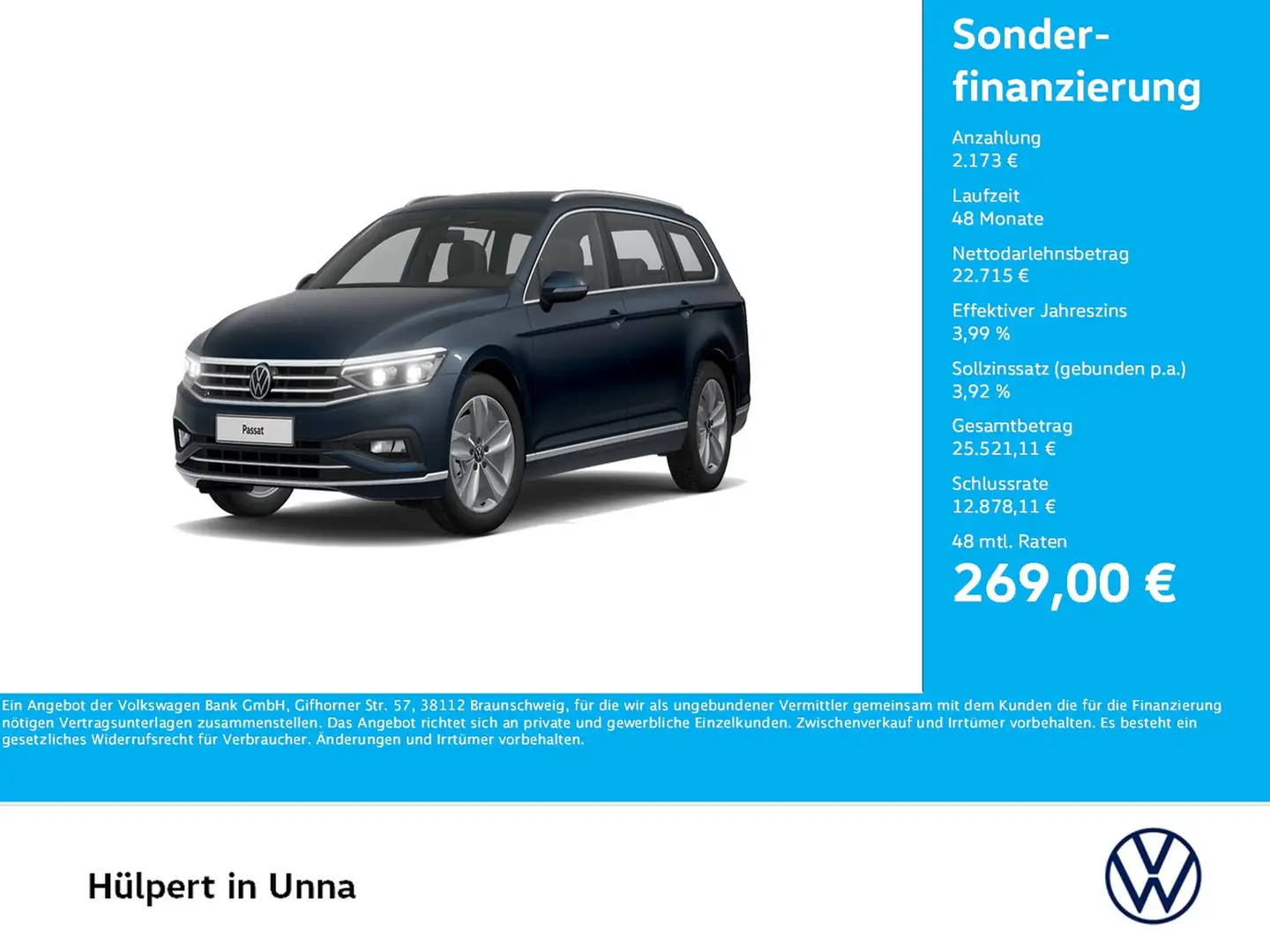 Volkswagen Passat Variant 2.0 ELEGANCE CAM ACC LM17 NAVI Bleu - 1