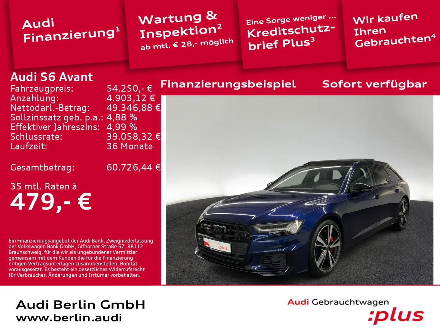 Audi S6 TDI qu.tiptr. STDHZG MATRIX NAVI PANO Blau - 1