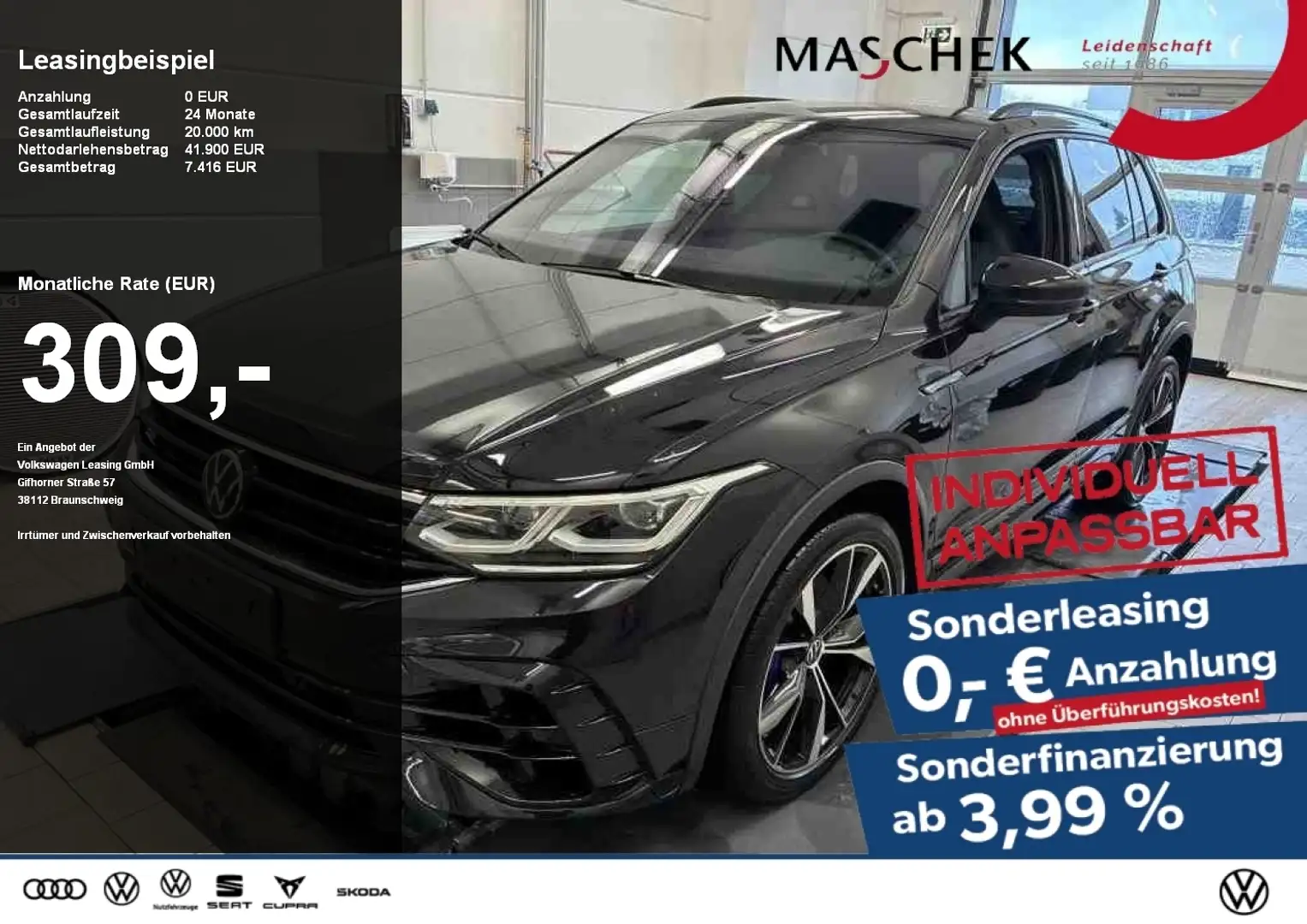 Volkswagen Tiguan R 2.0 TSI DSG 4M 360° Sitzh. MirrorLink Navi Schwarz - 1