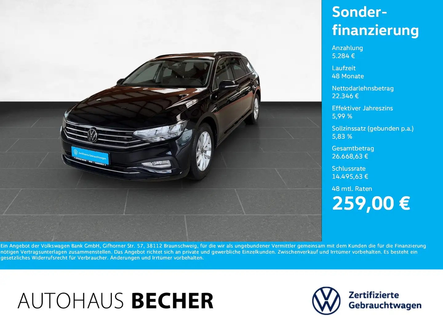 Volkswagen Passat Variant Business 2.0 TDI DSG /Navi/AHK Schwarz - 1