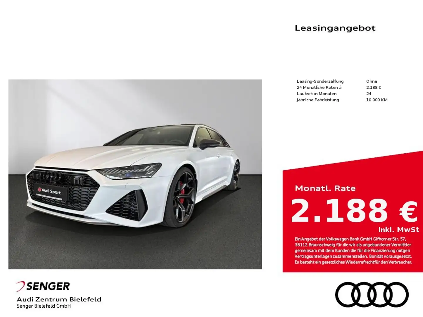 Audi RS6 Avant performance Gletscherweiß Matteffekt Weiß - 1