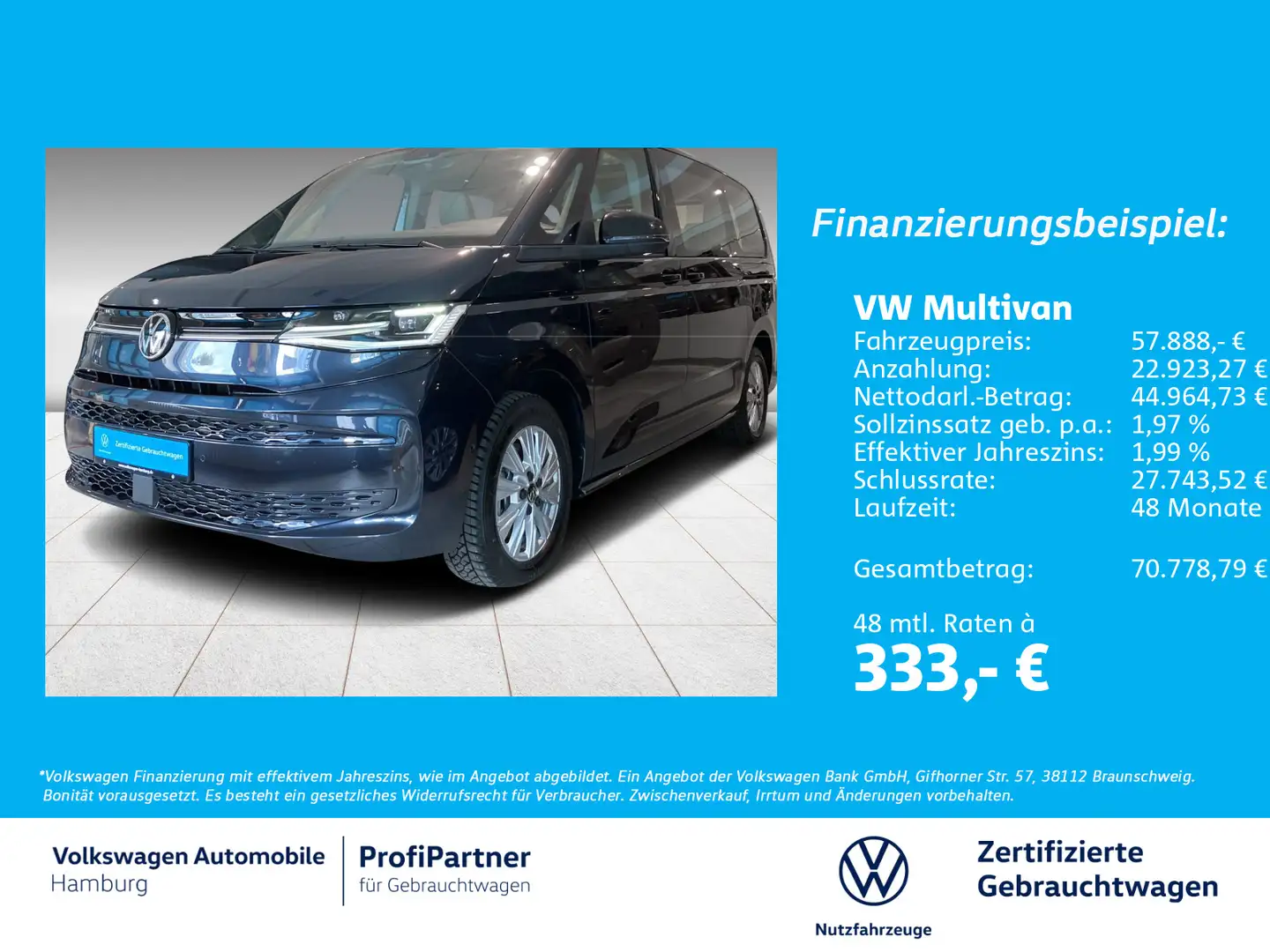 Volkswagen T7 Multivan 2.0 TSI Life LÜ DSG Panorama LED Navi Blau - 1