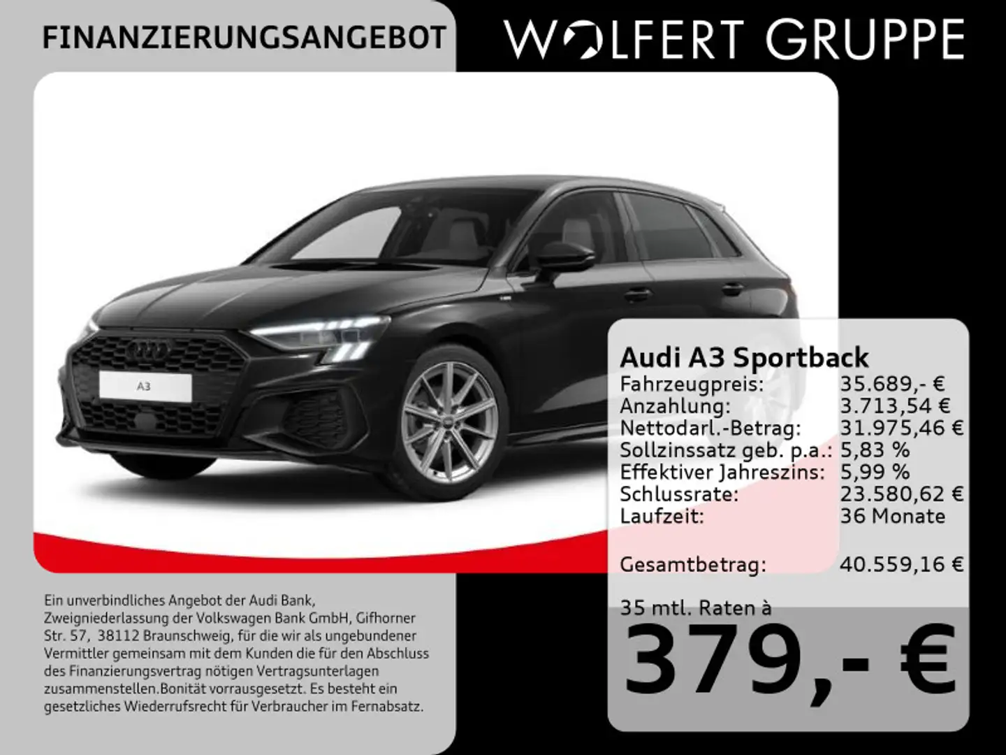 Audi A3 S line 35 TFSI S tronic Schwarz - 1