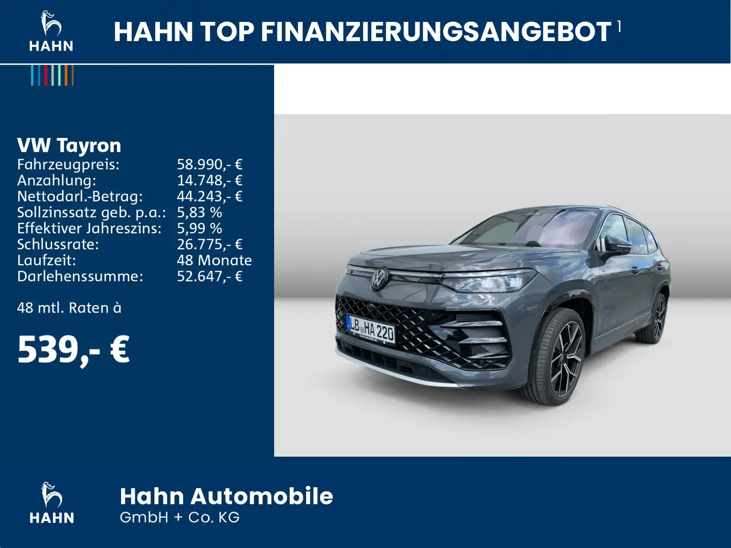 Volkswagen Tayron R-Line 2,0TDI 142kW DSG 4MOT AHK PANO H&K Grau - 2