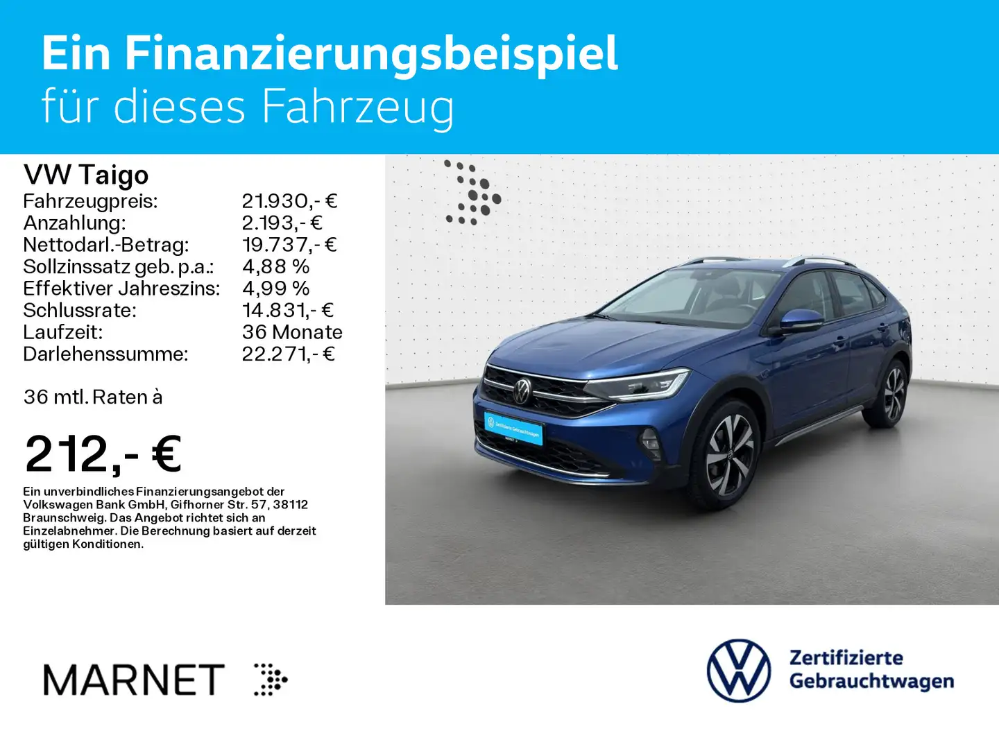 Volkswagen Taigo 1.5 TSI Style DSG Navi*Kamera*IQ-Drive*SHZ Albastru - 2