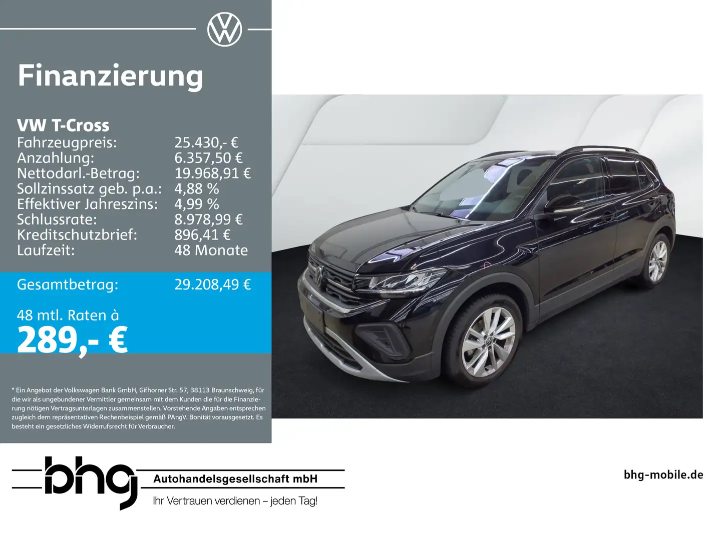 Volkswagen T-Cross 1.0 TSI OPF DSG GOAL plusPaket AHK Navi Schwarz - 1