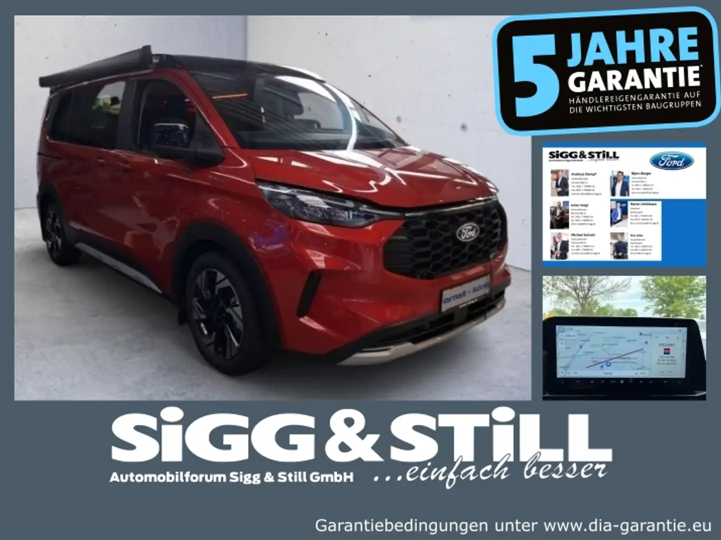 Ford Nugget Active AWD 320 L1 Aufstelldach NAV*ACC*LED Rood - 1