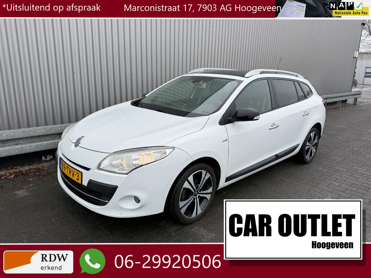Renault Megane Estate 1.4 TCe Bose Leer/Stof, Clima, Navi, Pano, Weiß - 1