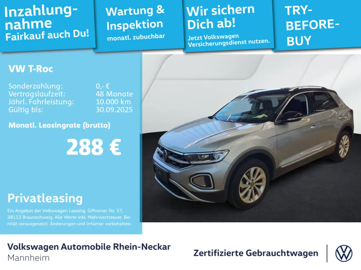 Volkswagen T-Roc 1.5 TSI Style DSG Navi AHK LED uvm Silver - 1