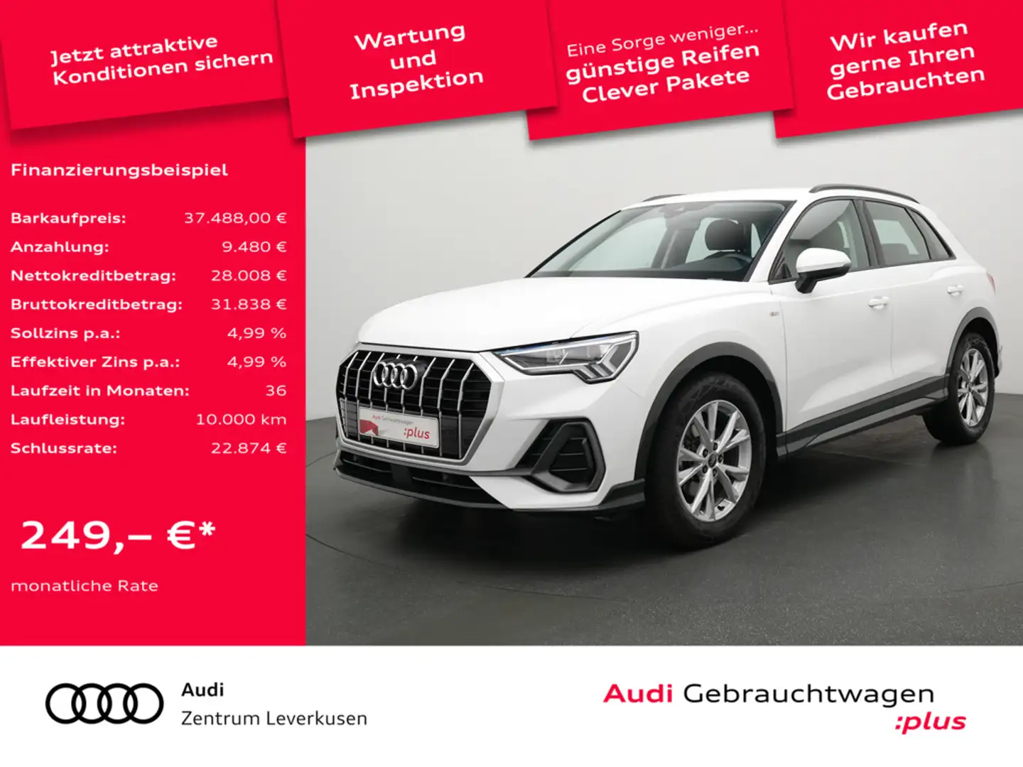 Audi Q3 S line S-TRON AHK NAVI VIRT CARPLAY LED SH Weiß - 1