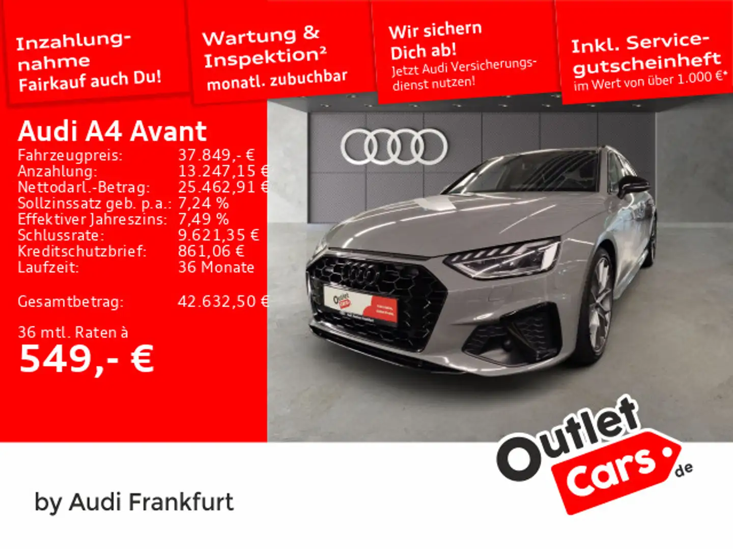 Audi A4 45 TFSI quattro S tronic S line MatrixL Grau - 1