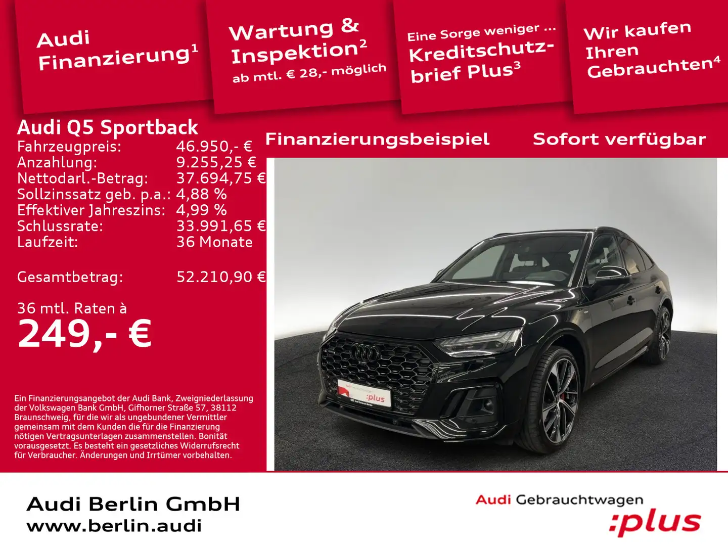 Audi Q5 S line 45 TFSI qu.S tr. AHK PANO Schwarz - 1