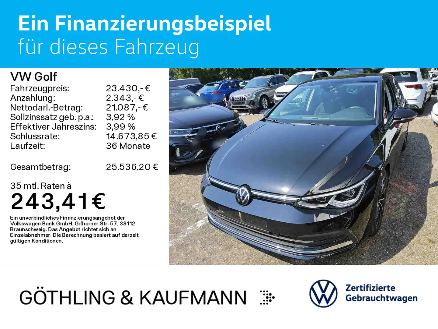 Volkswagen Golf Life ACTIVE 1.5 TSI *NAVI*AHK*KAM*SHZ*Sport Schwarz - 2