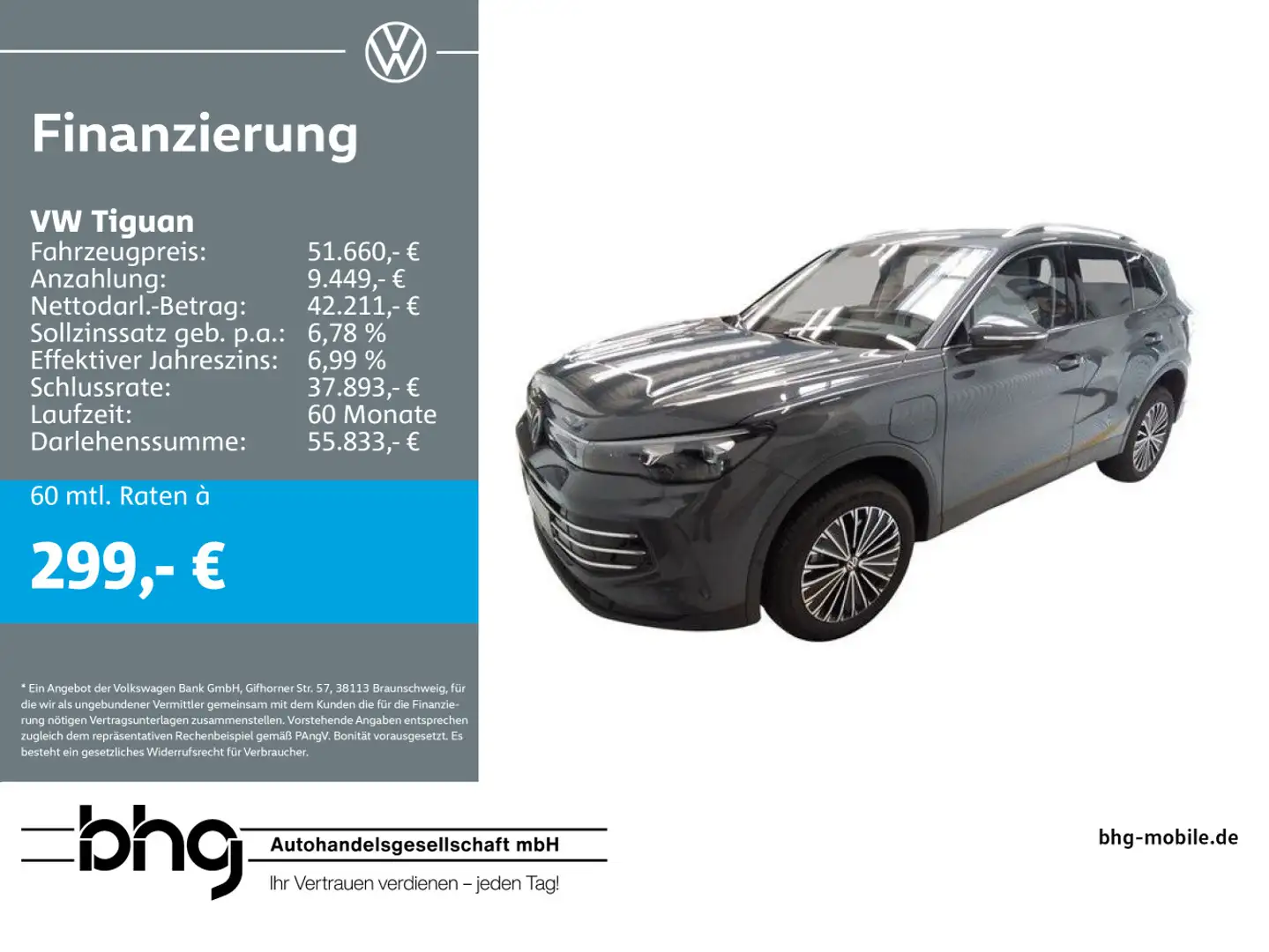 Volkswagen Tiguan 1.5 TSI eHybrid DSG Elegance AHK HUD KAME Grau - 1