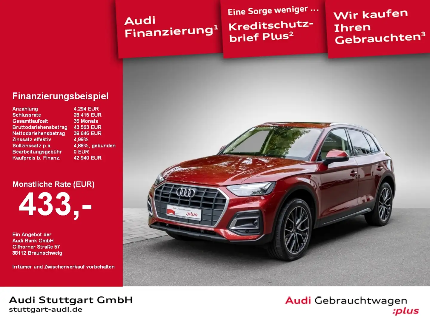 Audi Q5 40 TDI quattro AHK Pano HeadUp Massage B&O 20' Rot - 1