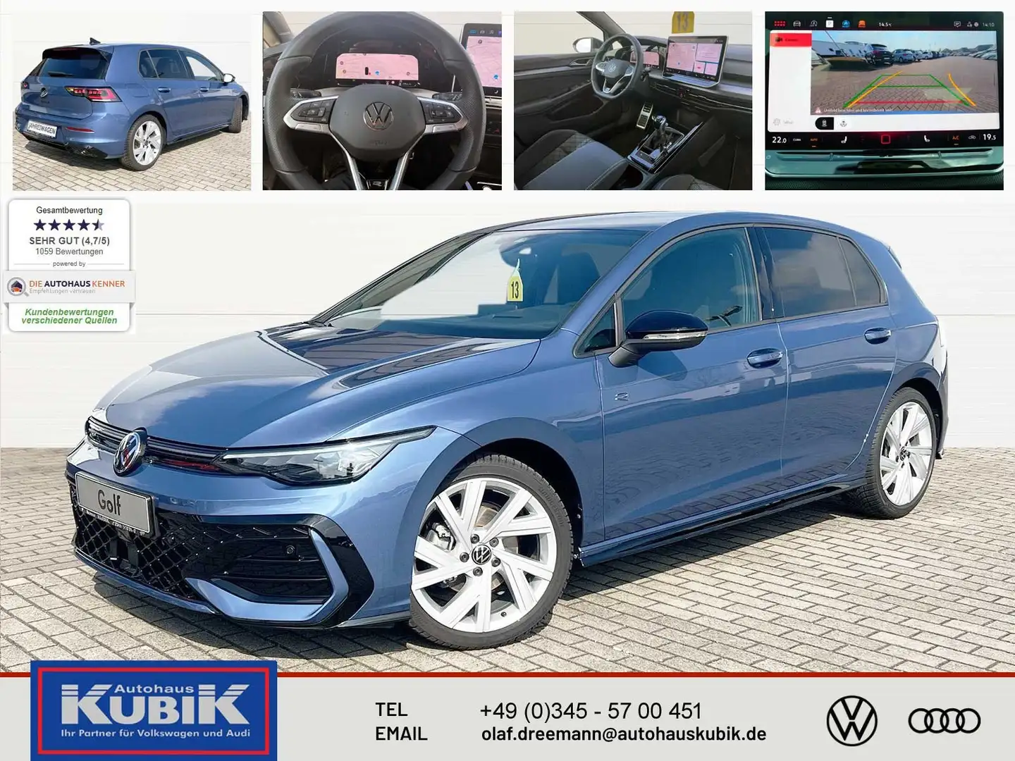 Volkswagen Golf VIII 1.5 TSI R-Line Black Style+IQ.Light+HUD+Topsp Blau - 1