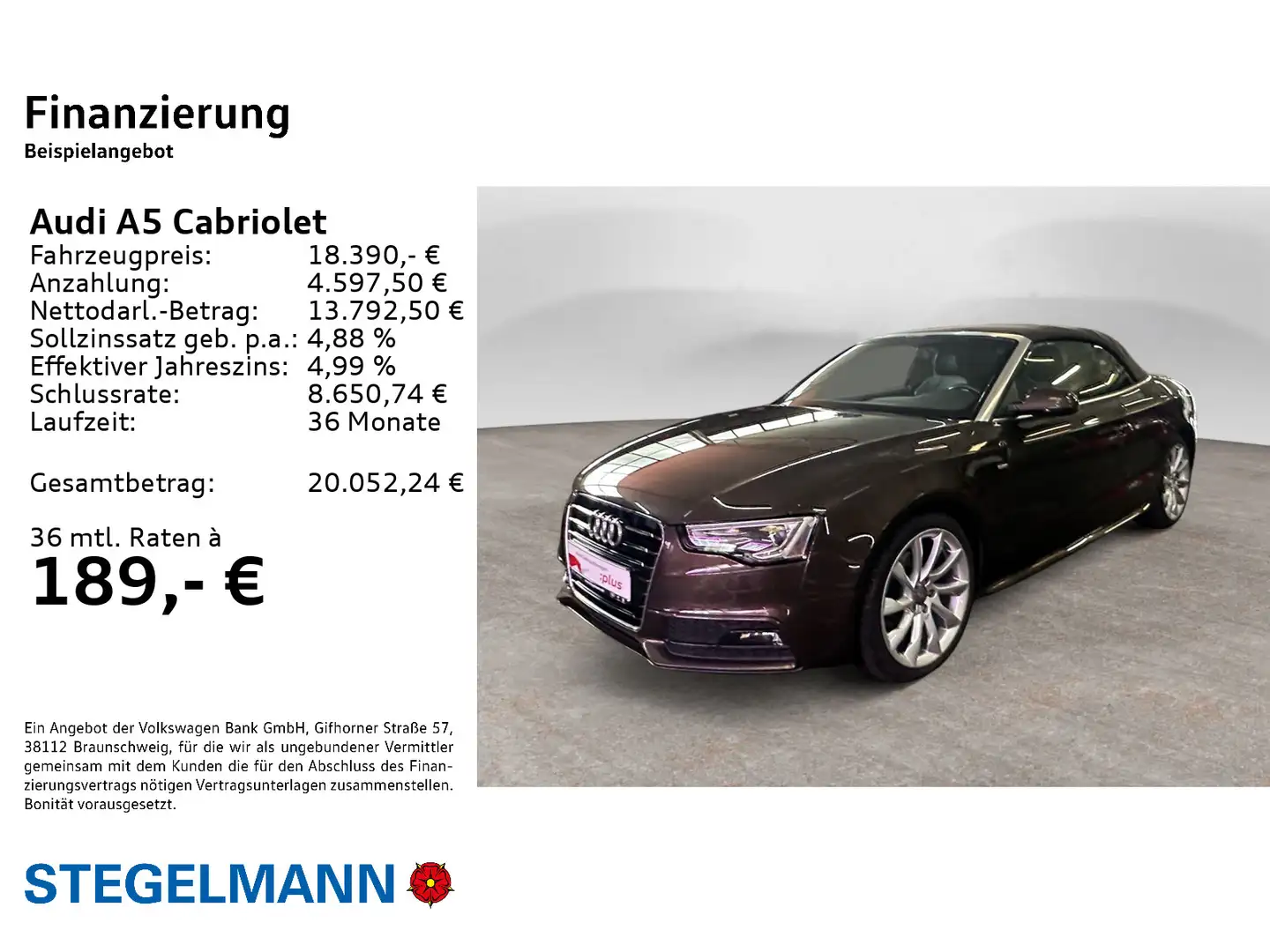 Audi A5 A5 Cabrio 2.0 TDI *AHK*Xenon*Sitzheizung*GRA* Brun - 2