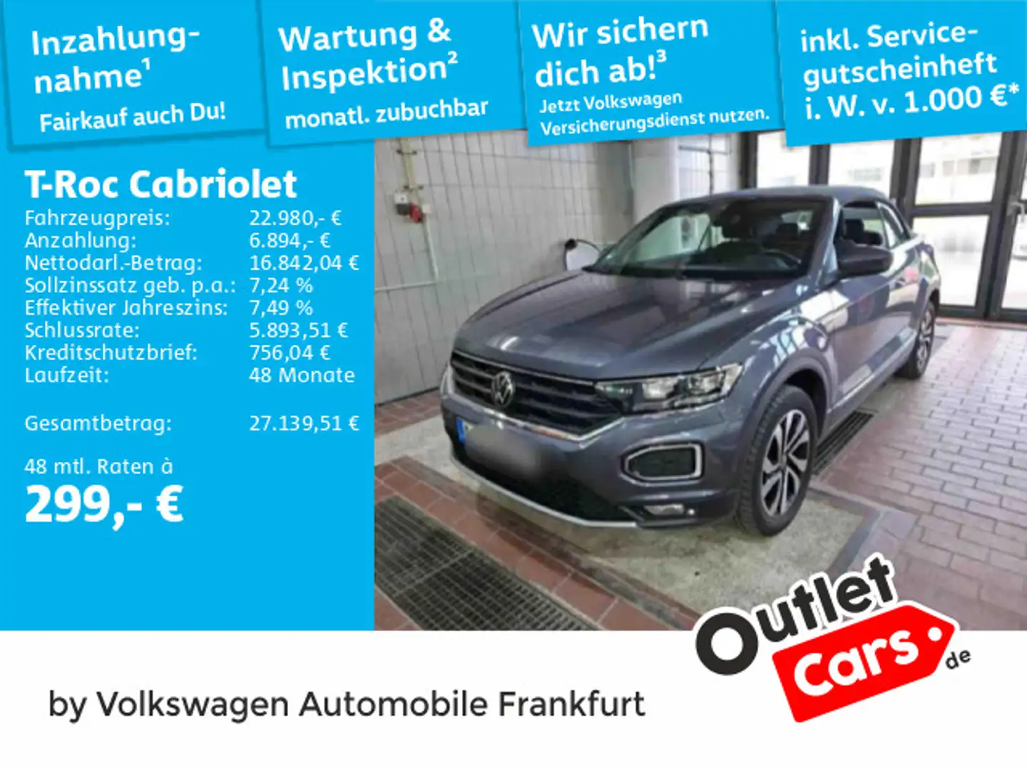 Volkswagen T-Roc 1.0 TSI Active Navi LED DAB+ Fro Grau - 1