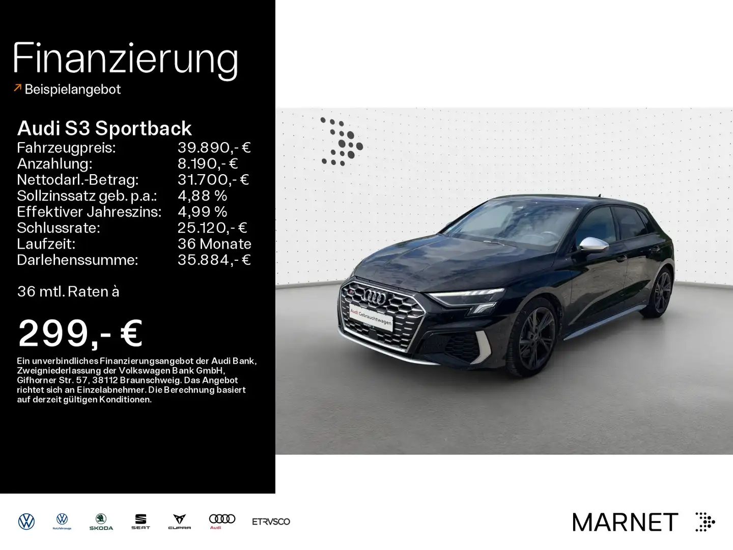 Audi S3 2.0 TFSI quattro*Navi*LED*Alu*PDC*A Noir - 1