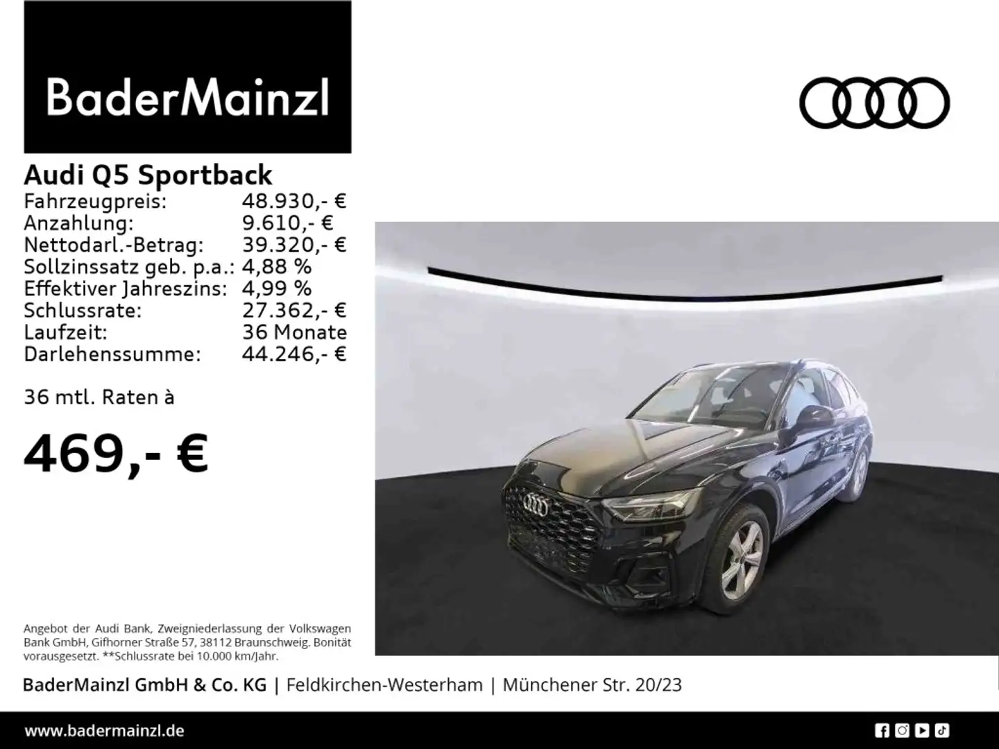 Audi Q5 50 TDI S tronic S line AHK Pano Kam Schwarz - 1