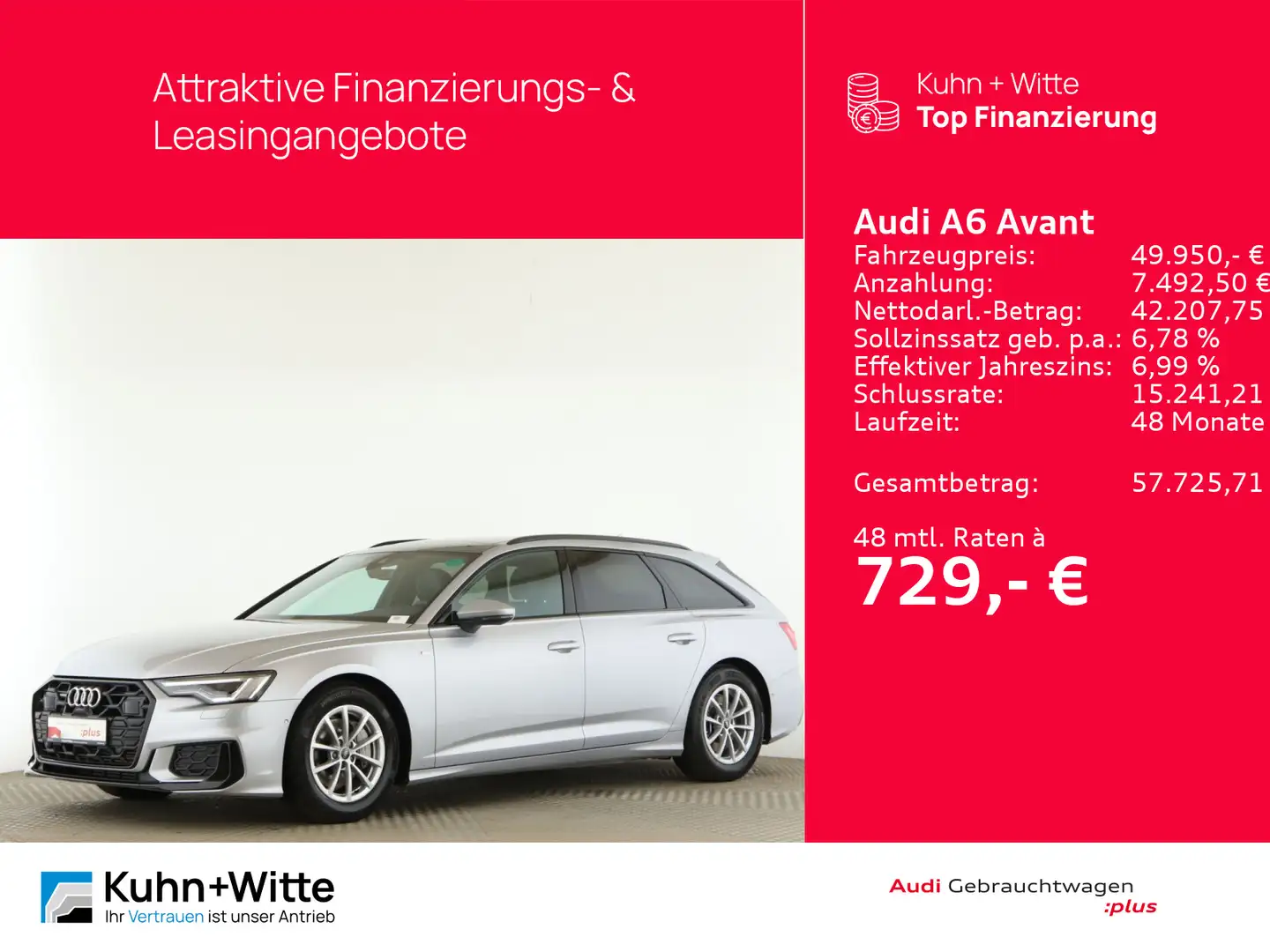 Audi A6 45 TFSI quattro S line *Pano*AHK*Matrix Silber - 1