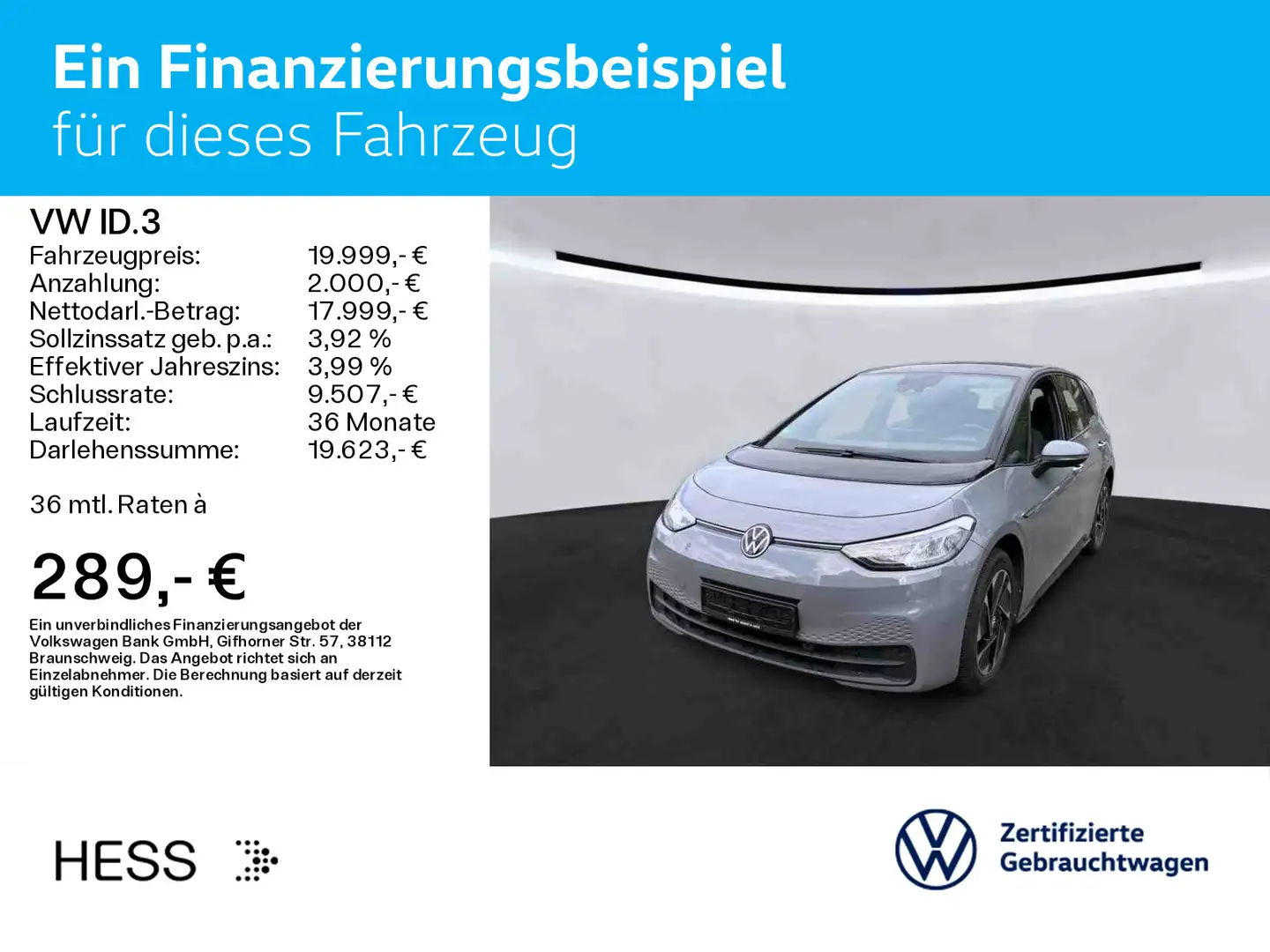 Volkswagen ID.3 Pro Performance LIFE*WÄRMEPUMPE*NAVI*KLIMA* Grigio - 2