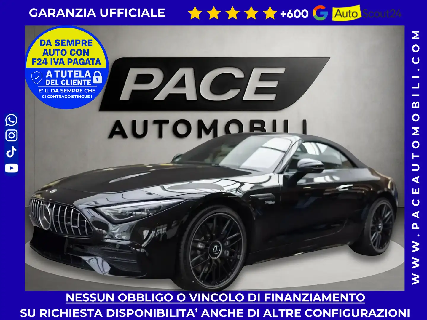 Mercedes-Benz SL 43 AMG KEYLESS HUD MBUX 4M V8 STYLE PDC KAMERA ACC KEYGO Schwarz - 1