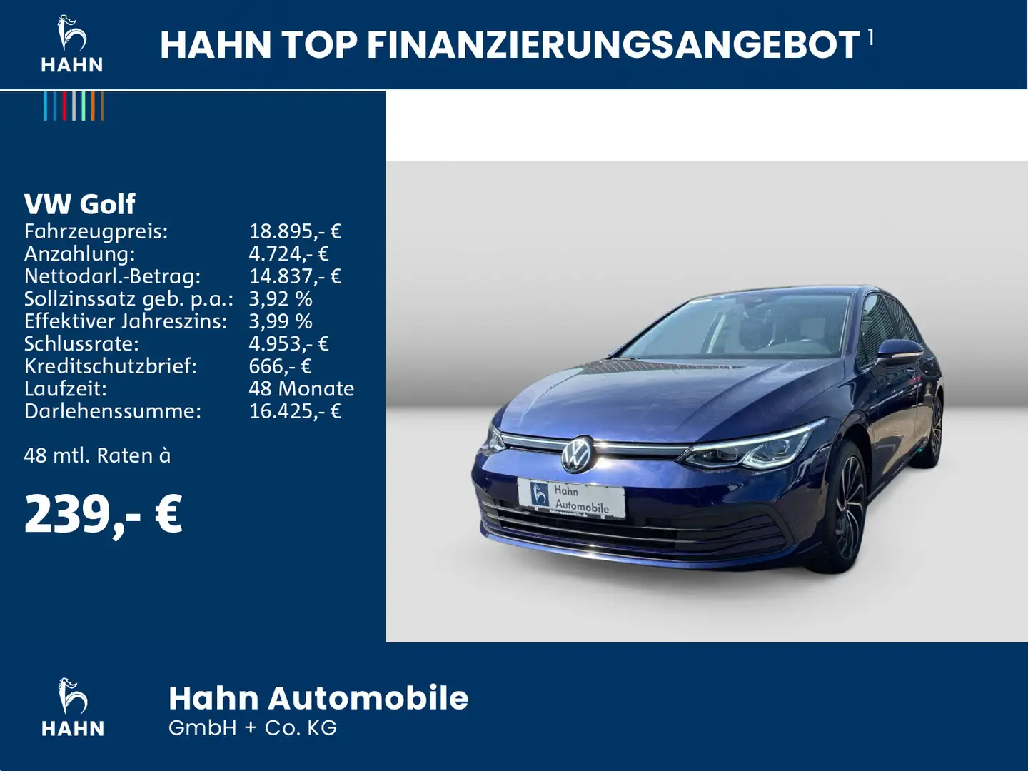 Volkswagen Golf VIII 2.0TDI Life ACC LED Navi AppConnect PD Blau - 2