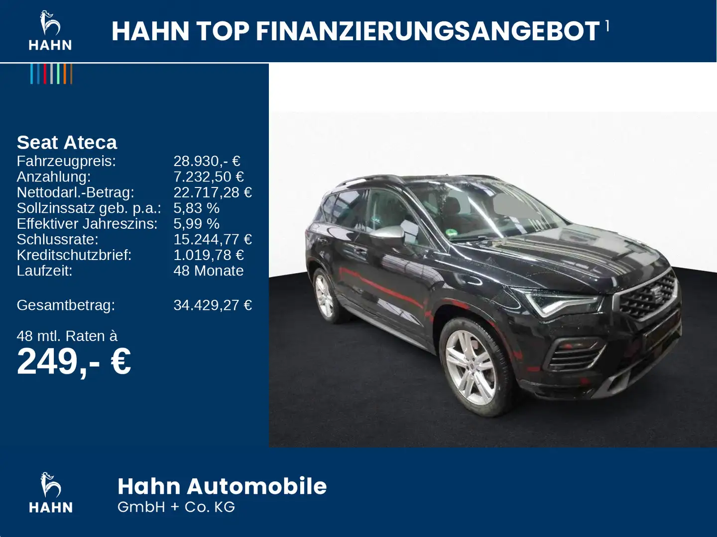 SEAT Ateca 2.0TDI DSG 4Drive FR 360° Beats DCC Standh Schwarz - 2