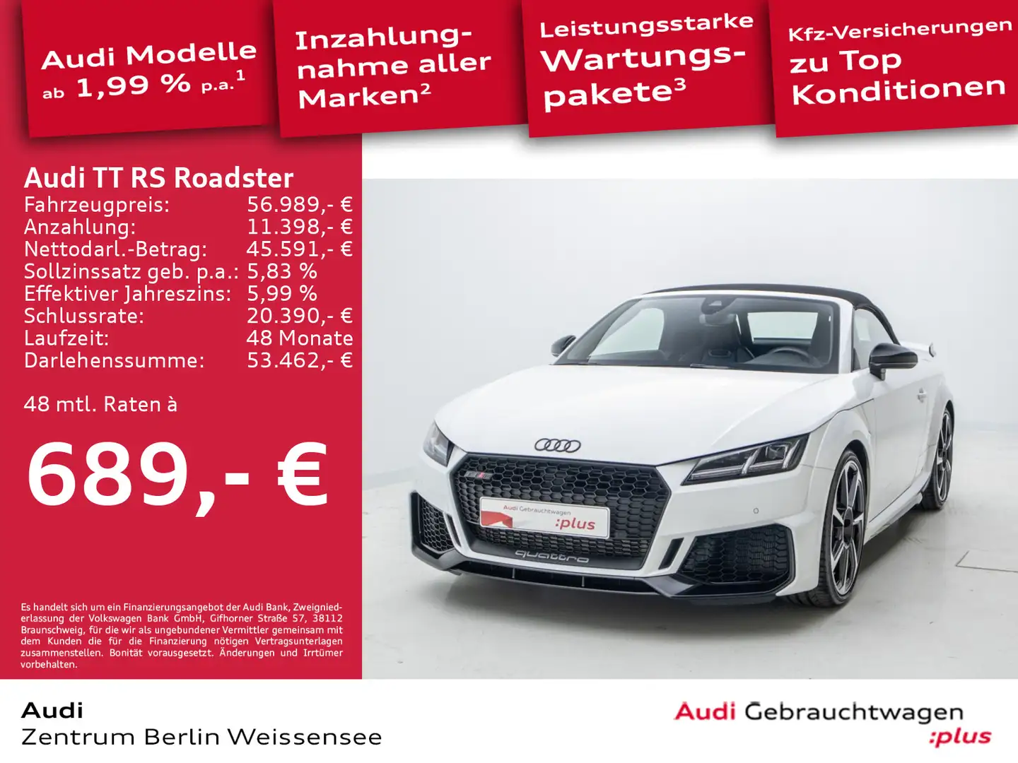 Audi TT RS 2.5 TFSI S-TRO*QUA*MATRIX*ABT*B&O Bianco - 1