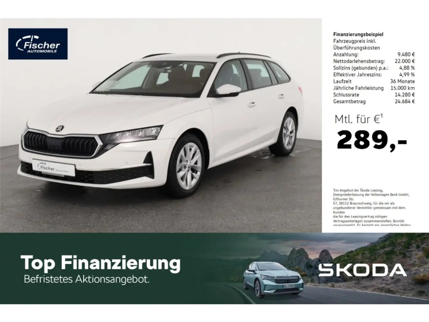 Skoda Octavia Combi 2.0 TDI Selection DSG AHK/LED/NAV Weiß - 1