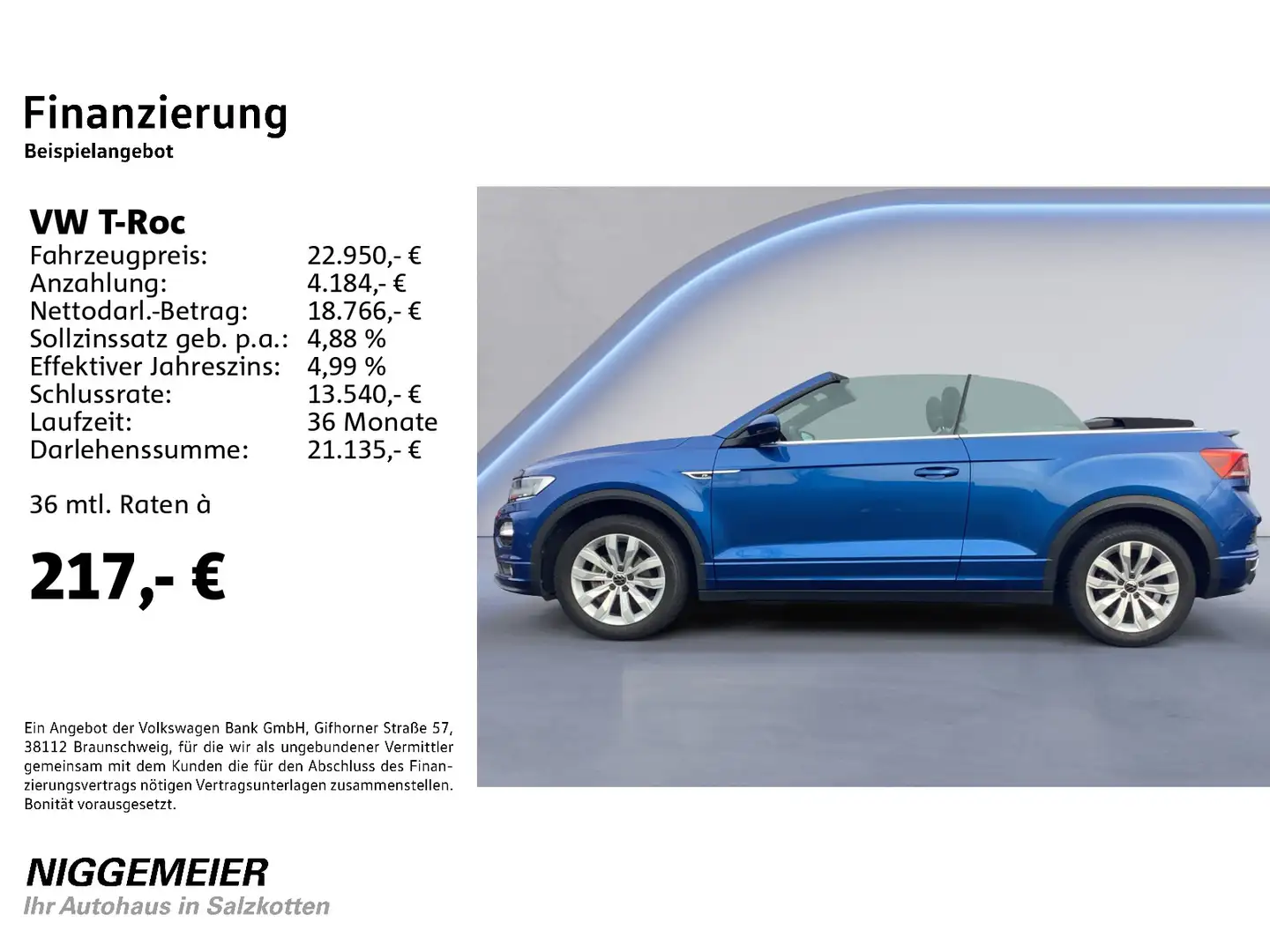 Volkswagen T-Roc Cabrio 1.5TSI R-LINE NAVI+KAMERA+AHK+ALLWE Bleu - 2