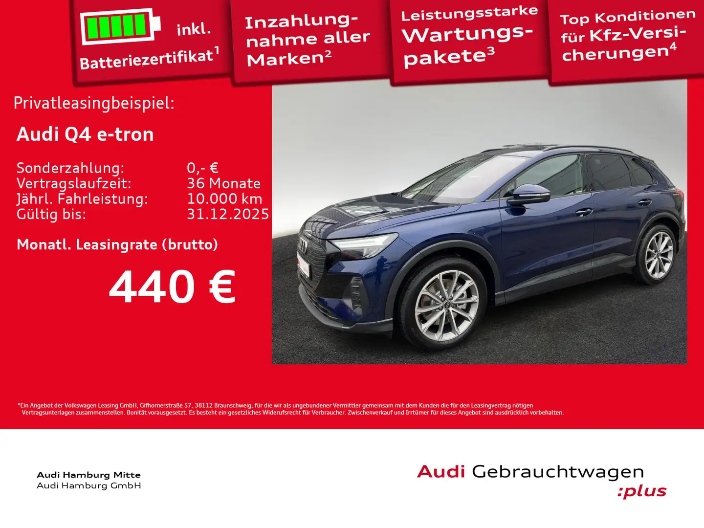 Audi Q4 e-tron 45 210 kW AHK Waermepumpe Kamera Blau - 1