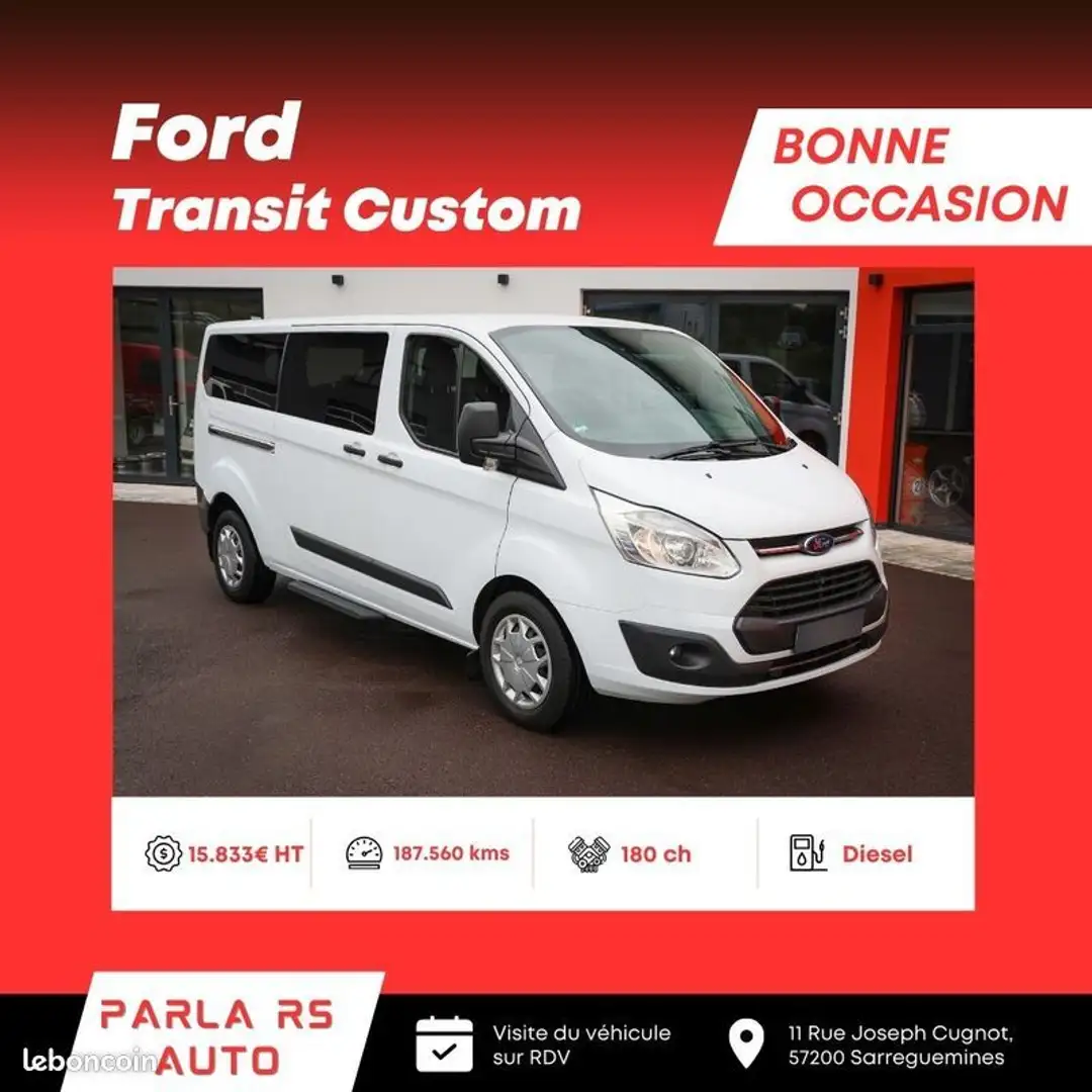 Ford Transit Custom Transit 180ch 9 places boîte automatique Blanc - 1