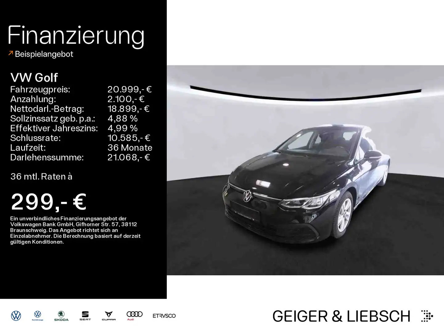 Volkswagen Golf VIII 2.0 TDI DSG LIFE*LED*NAVI*KLIMA*PDC*SH Noir - 1
