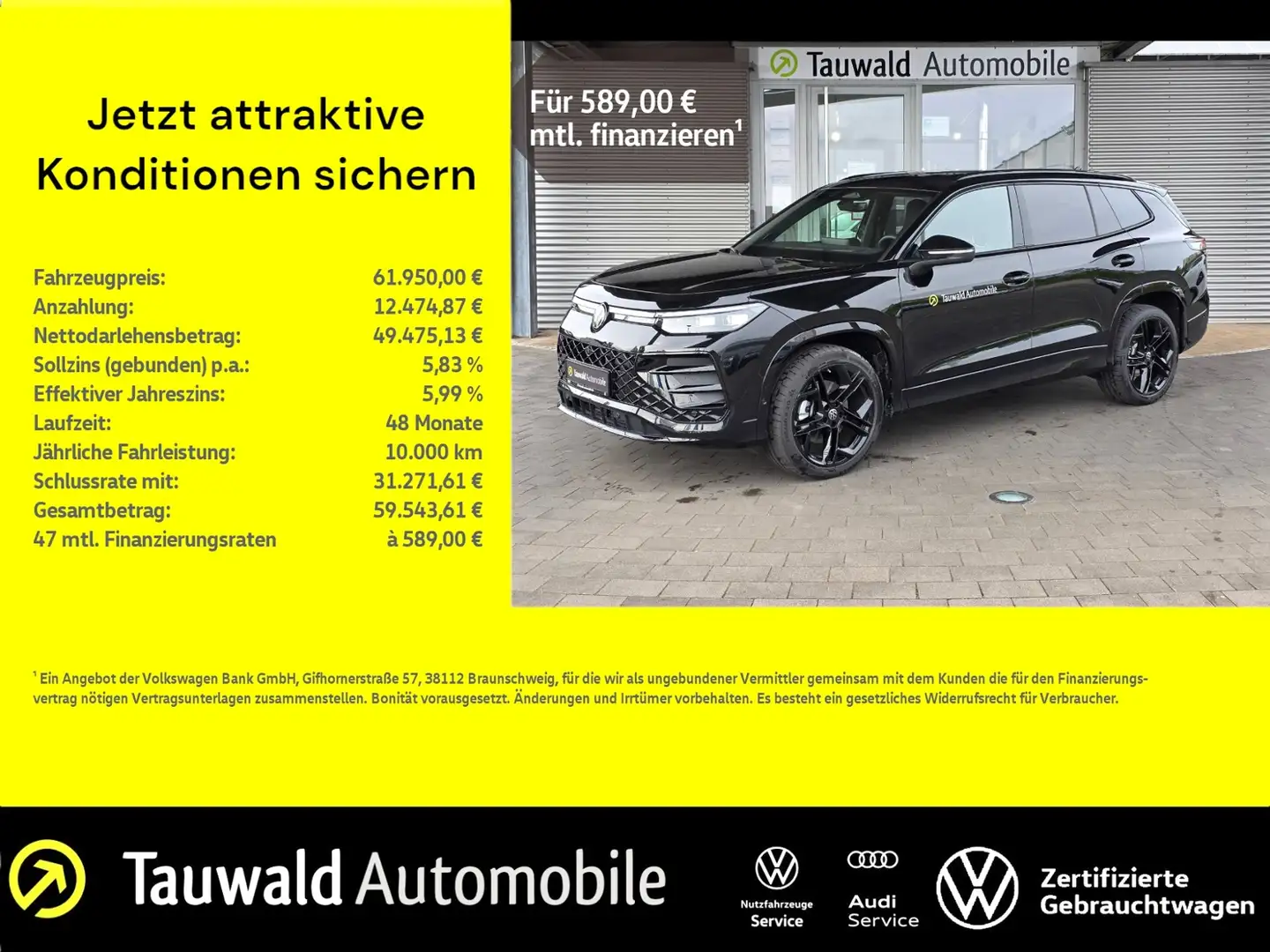 Volkswagen Tayron 2.0 TSI DSG 4M R-Line 7S/20"/BS/IQ/AHK/PANO Noir - 1
