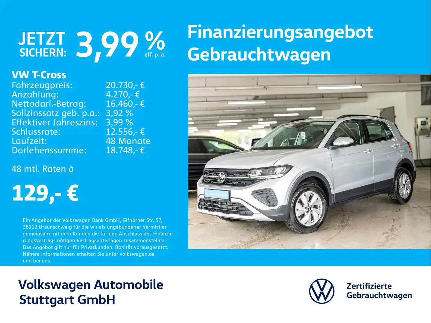Volkswagen T-Cross Life 1.0 TSI Navi LED ACC SHZ PDC Silber - 1