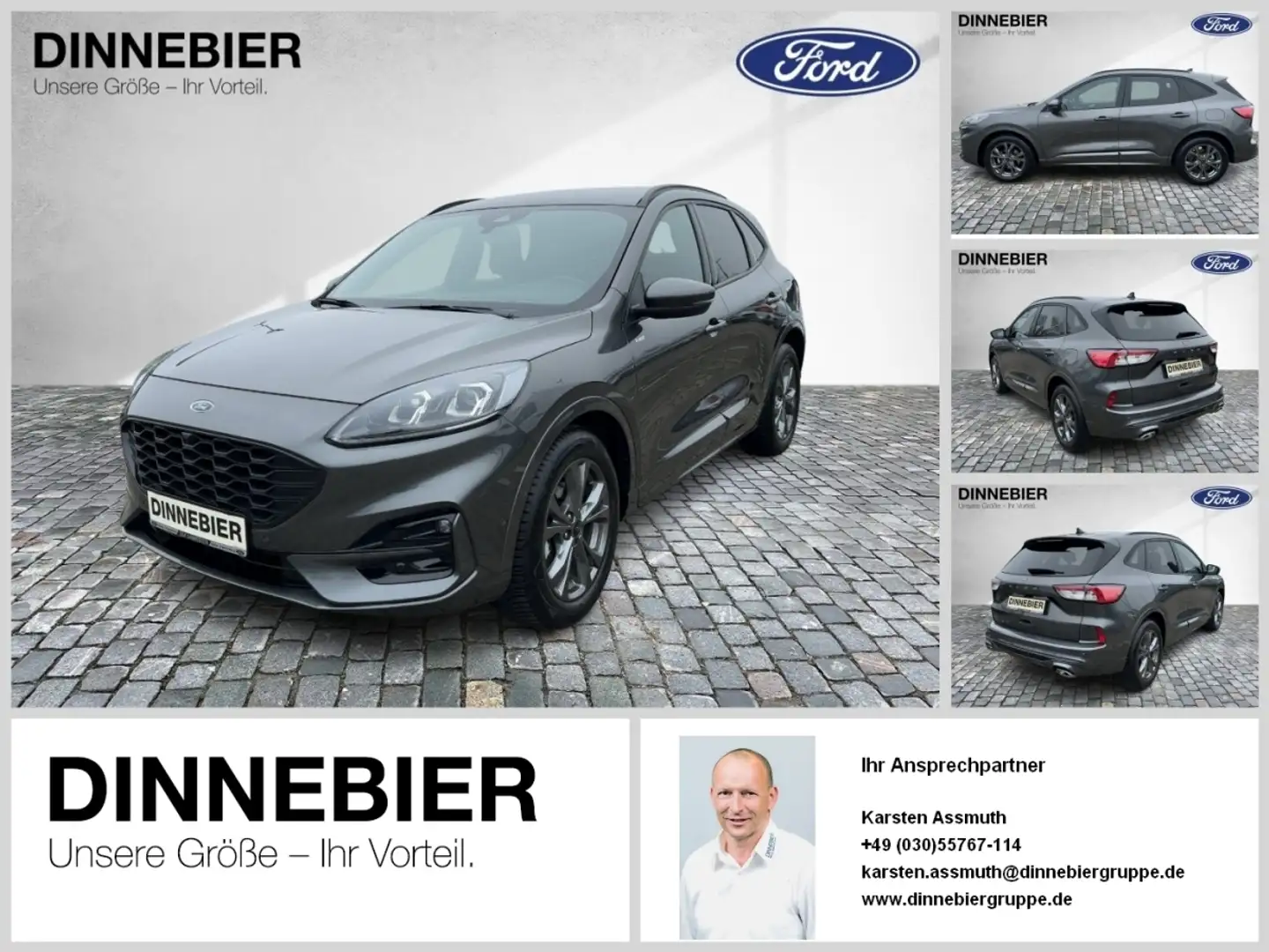Ford Kuga ST-Line X LED+AHK+Glasdach+Kamera+SHZ Grijs - 1