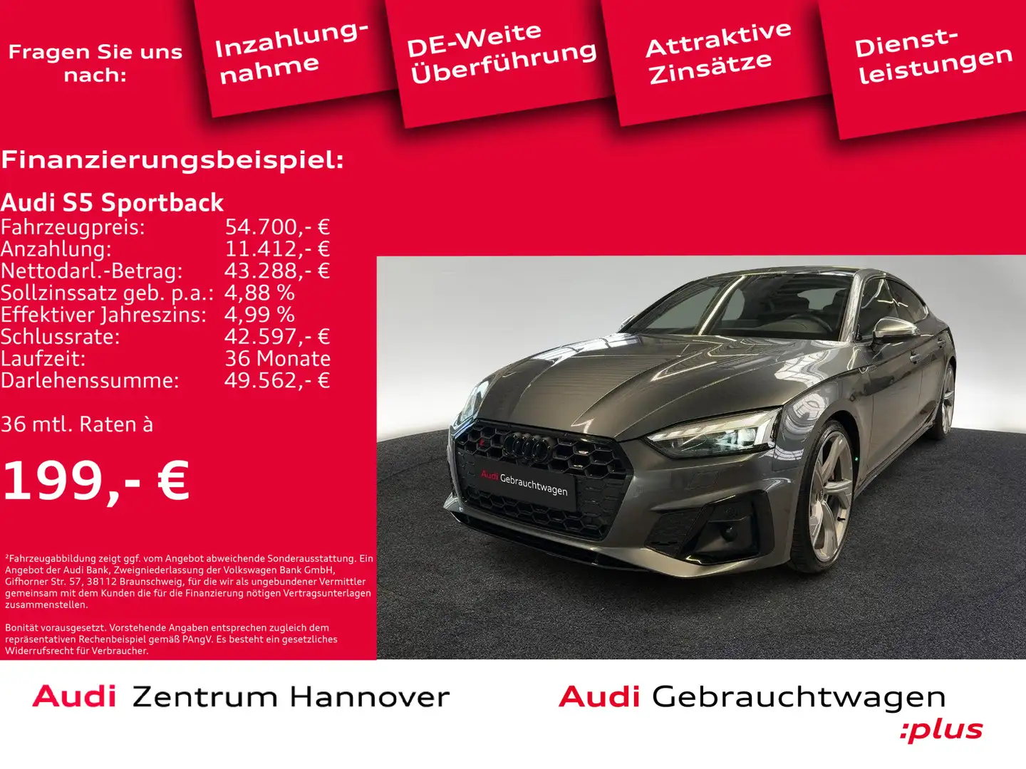 Audi S5 3.0 TDI quattro Pano Laser AHK B&O Gris - 2