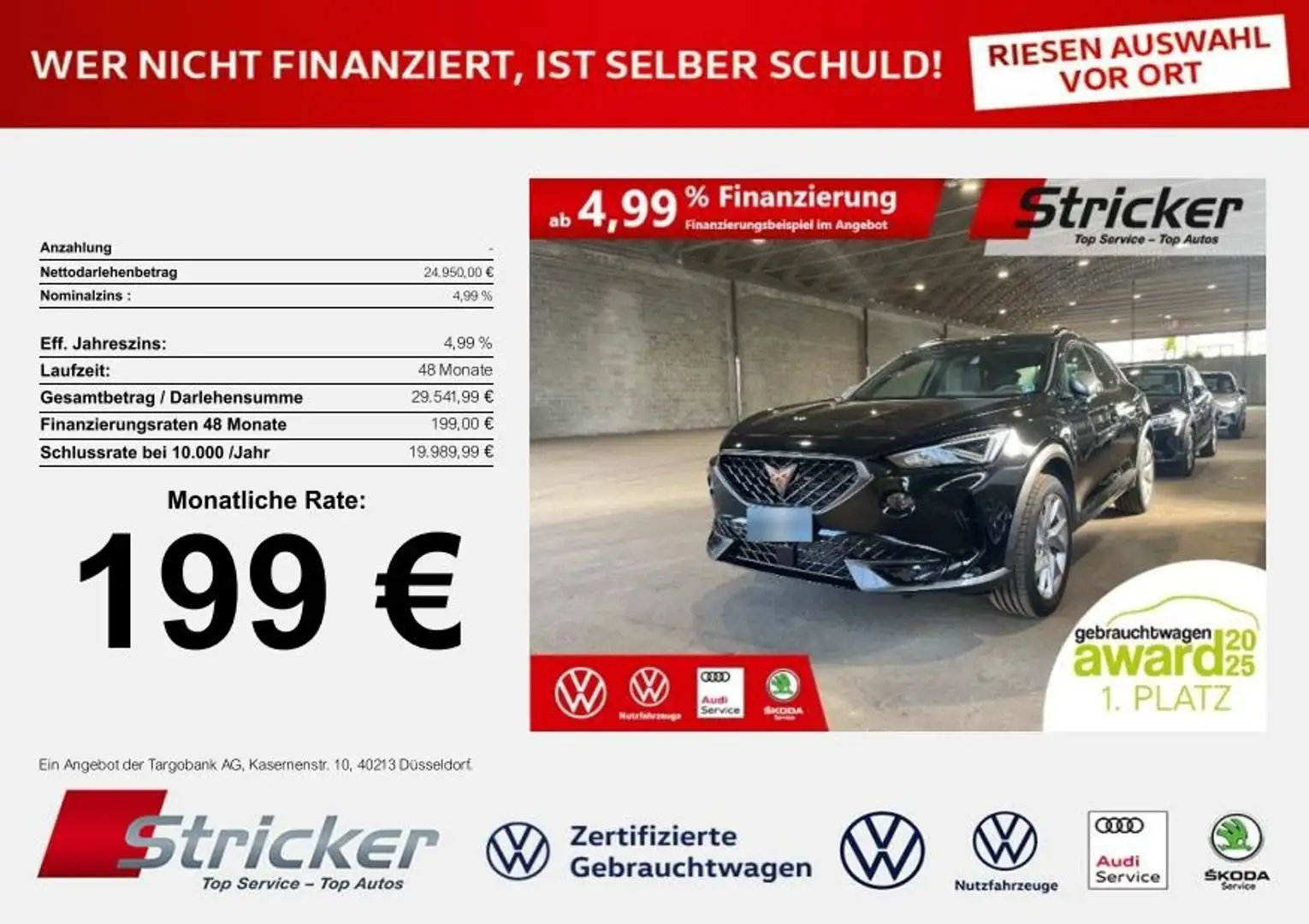 CUPRA Formentor 1.5TSI DSG 279,-ohne Anzahlung Navi ACC Kamera Schwarz - 2