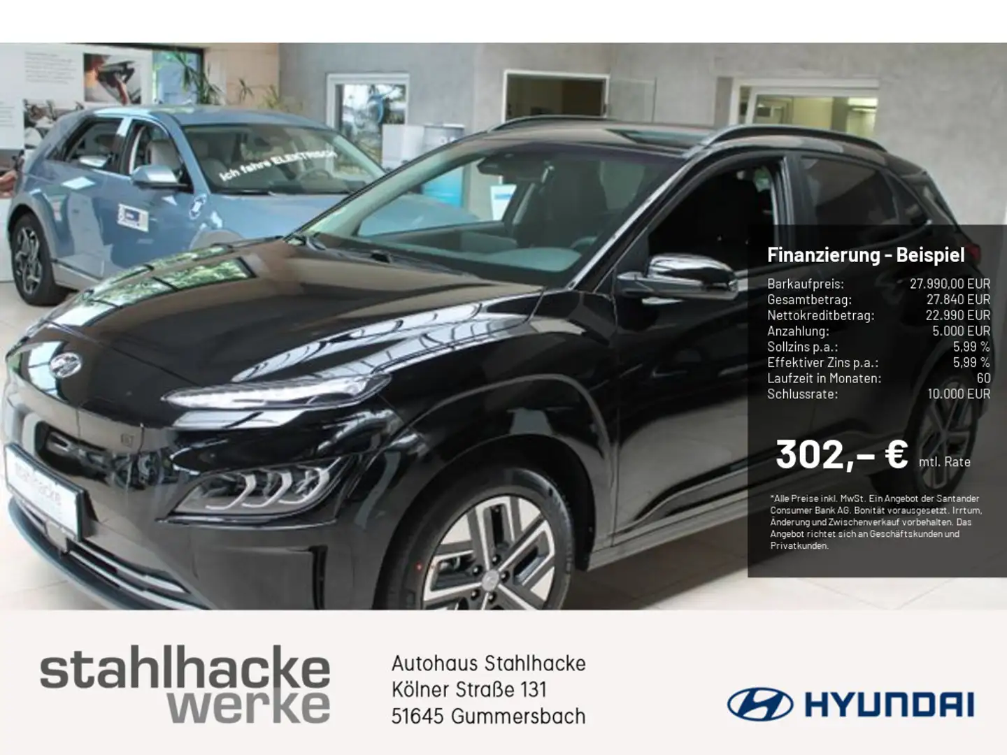 Hyundai KONA Elektro MY23 (100kW) ADVANTAGE-Paket ACC Schwarz - 1