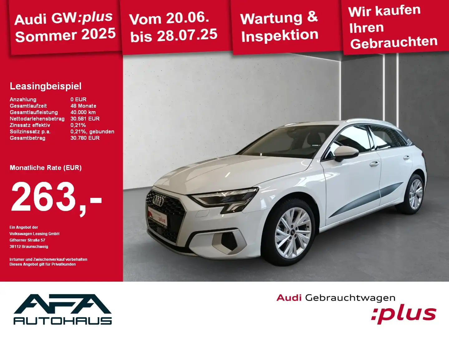 Audi A3 Sportback 30TFSI Adva. S tronic Smart.Int*AHK Weiß - 1