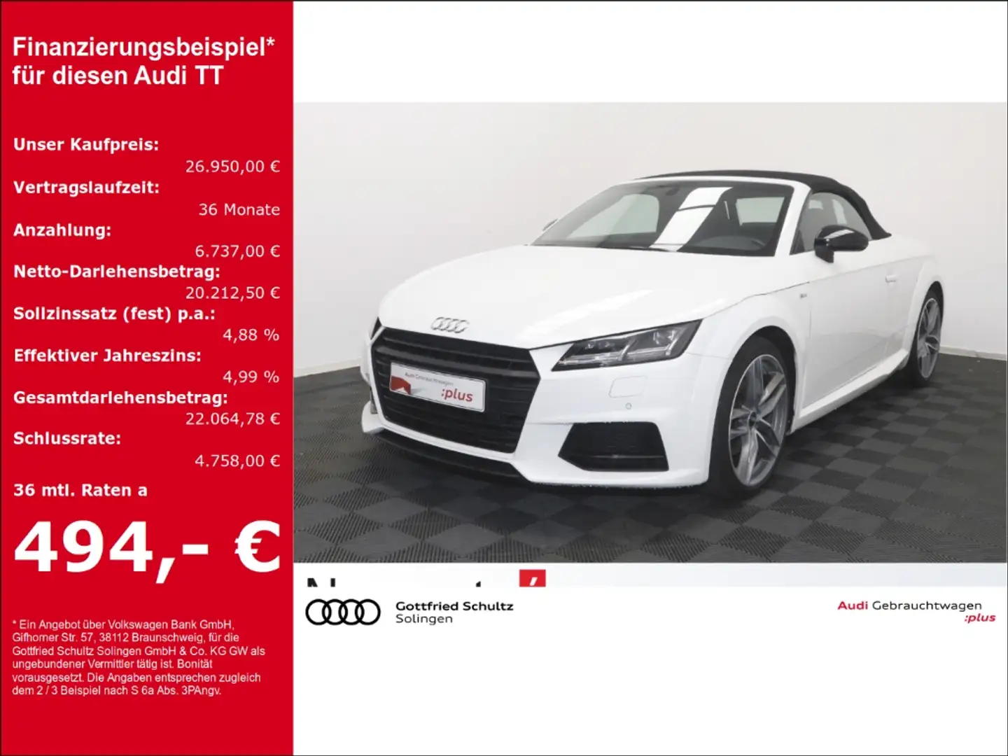 Audi TT Roadster 1.8 TFSI 2x S-Line NaviPlus Weiß - 1
