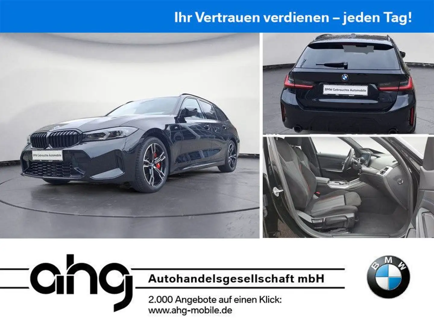 BMW 320 d Touring Automatik Navi Bluetooth PDC MP3 Sc Zwart - 1